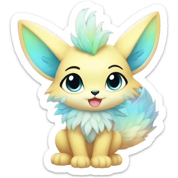 Anthro-Pastel-Gradient-Fantasy-Fur-Sona-Chibi-Shiny-Fakémon-Hybrid full body sticker