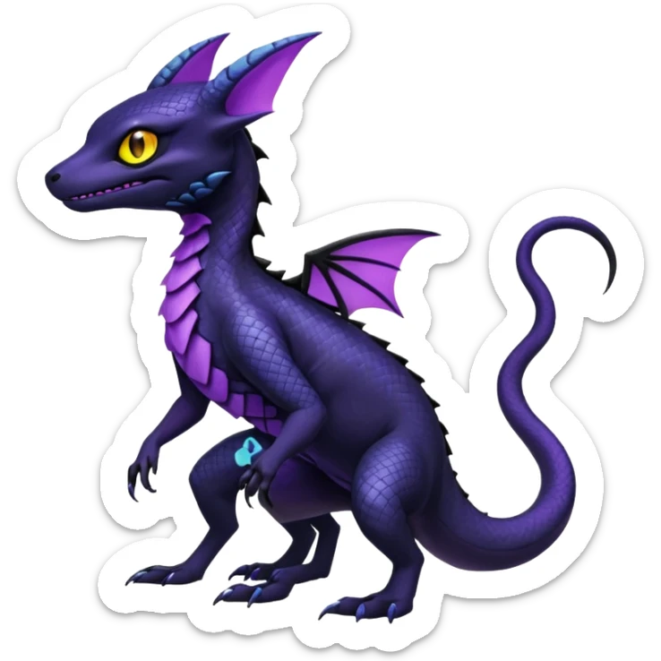 Anthropomorphic Scaley Exotic Salandit-Noibat-Umbreon-Fakémon-hybrid-creature (full body)  sticker