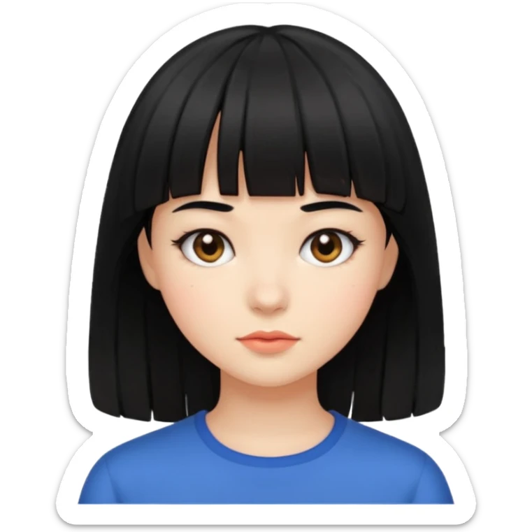 Clean girl bangs black hair  sticker