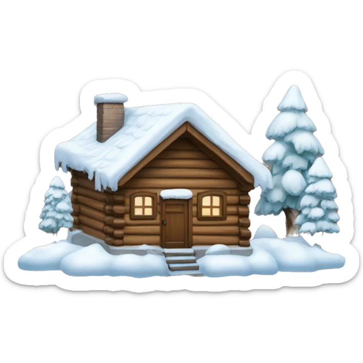 A snow covered wood house sticker