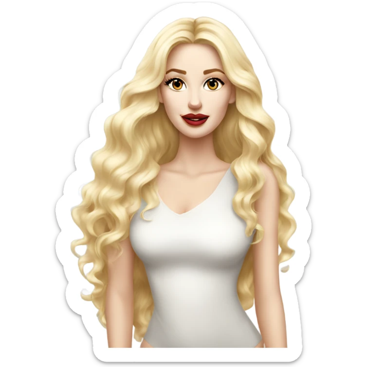 stunning beauty white woman, blonde long hair glossy lips sticker
