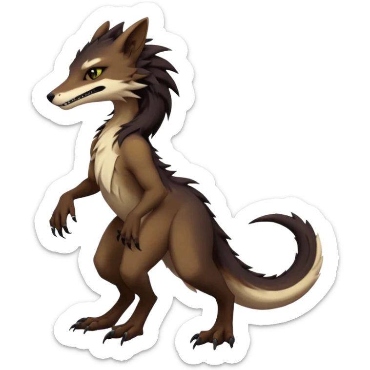 Brown and beige badass elegant wild beautiful natural cute badass epic exotic anthro modern furry sergal-vernid-creature, full body, dark-brown-black-gradient pretty hair, aesthetic, art by LiLaiRa, art by art by Falvie sticker