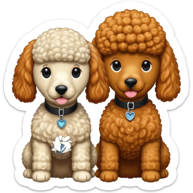 Poodles close to eachother but the other one is ginger color and other is black color sticker