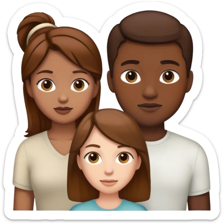 4 people. 2 females with brown hair. 1 white male. 1 black male.  sticker
