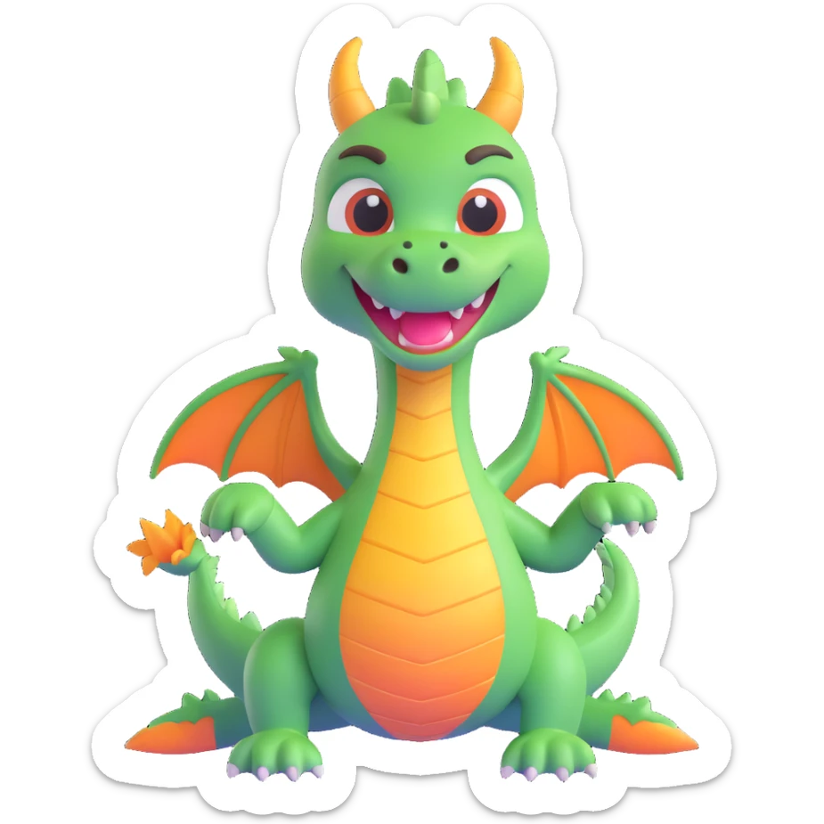 the face of a cute fitness dragon coach, 3D emoji style, playful expression sticker