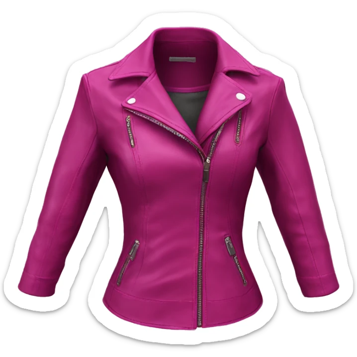 Realistic isolated open magenta feminine fashion 3/4 sleeve leather jacket.  sticker