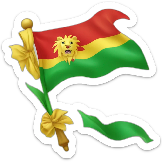 Green yewllow and red flag with lion of judah at the center sticker