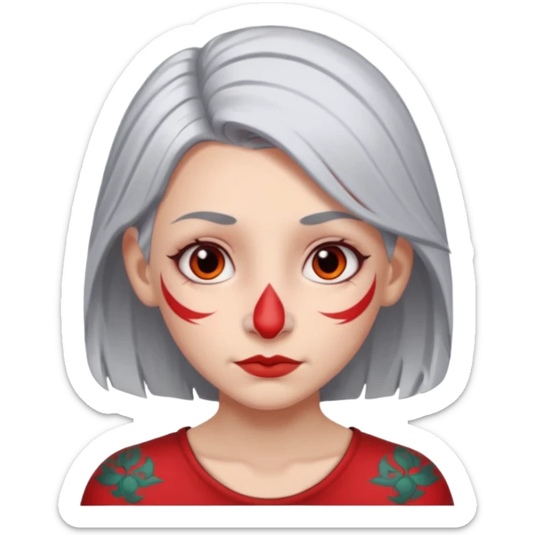 white-gray haired heavy red tattooed big nose young girl sticker