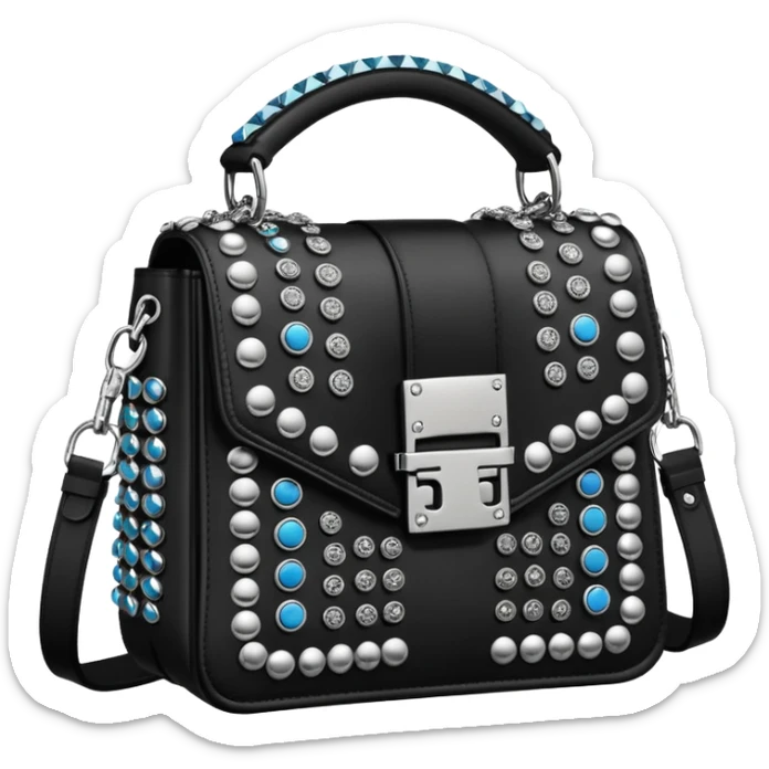 Ultra realistic Alexander Wang bag, in a cyber futuristic vivid style with highly detailed embellishments, 8k hd quailty  sticker