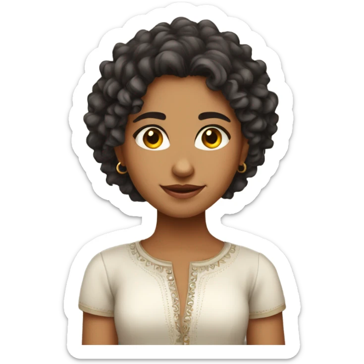 a curly hair girl. indian girl with western outfit. confident, stylish, independent sticker
