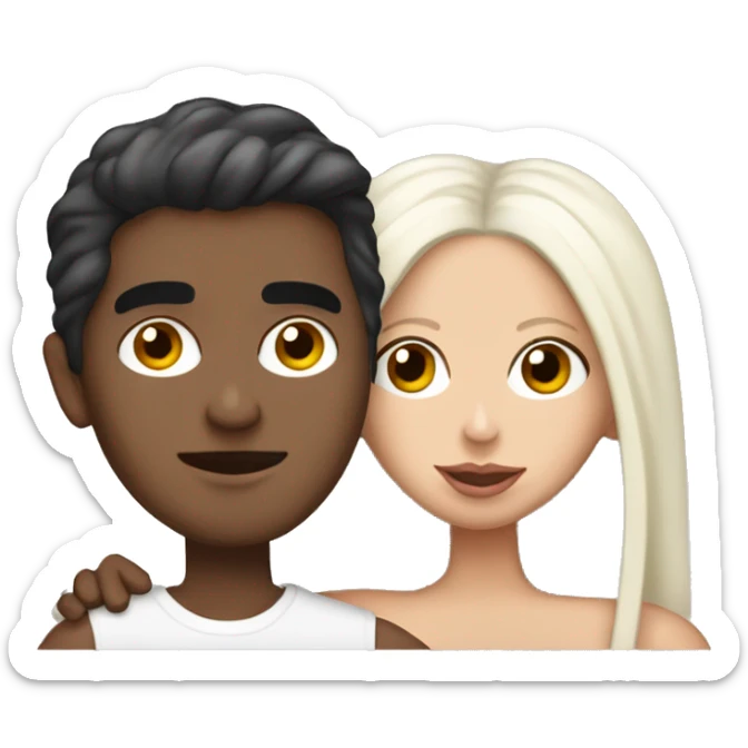 lady gaga with a male fan hugging eachother on the fan thisrt to be a text GAGA both of them open eyes the fan hair to be brown, same skin color  sticker