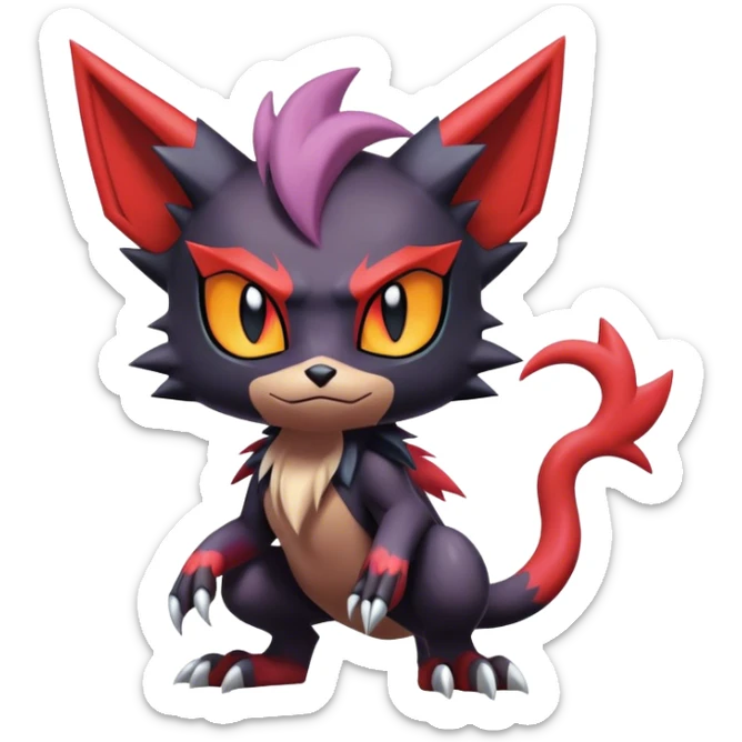 Edgy Cute Cool Kawaii Litten-Noivern-Zoroark-Noibat-Pokemon Full Body  sticker