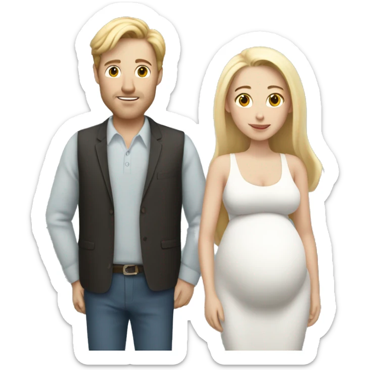 couple with white blonde man and white brunette smaller pregnant woman  sticker
