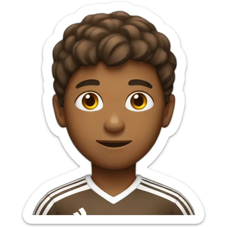 brown boy wearing soccer outfit with a football in his hand sticker