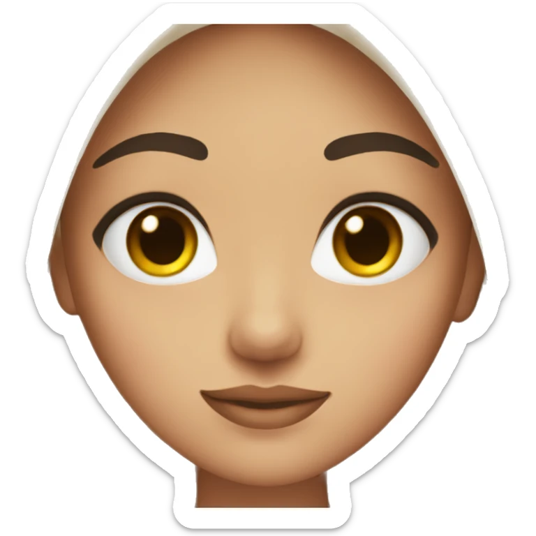  girl with straight black hair and brown eyes with mascara sticker