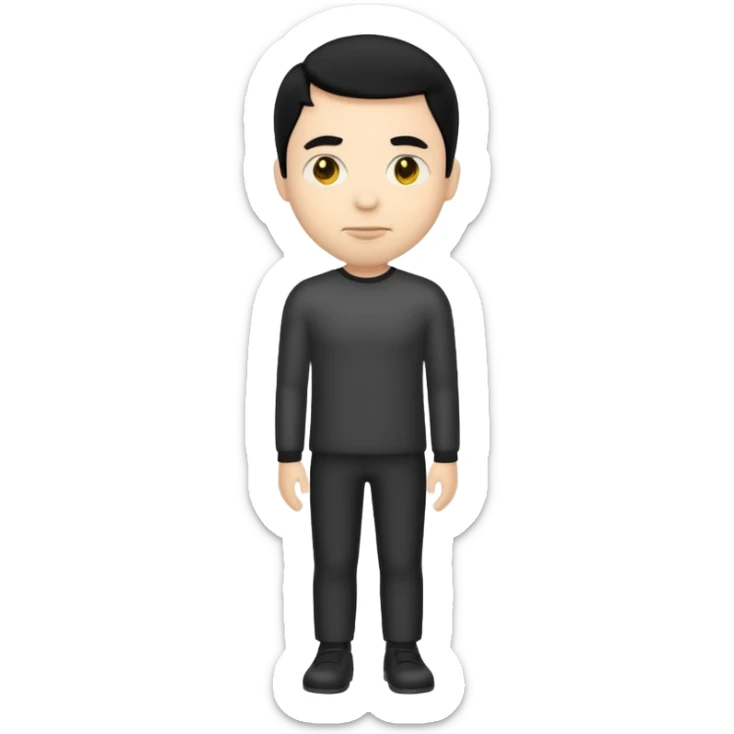 emoji man light skin and black hair, CUERPO COMPLETO, SOLO EL EMOJI SIN NINGUNA EXPRECION sticker