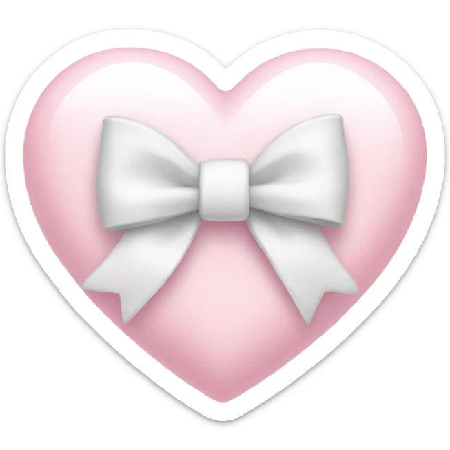 Pastel pink heart with white bow sticker
