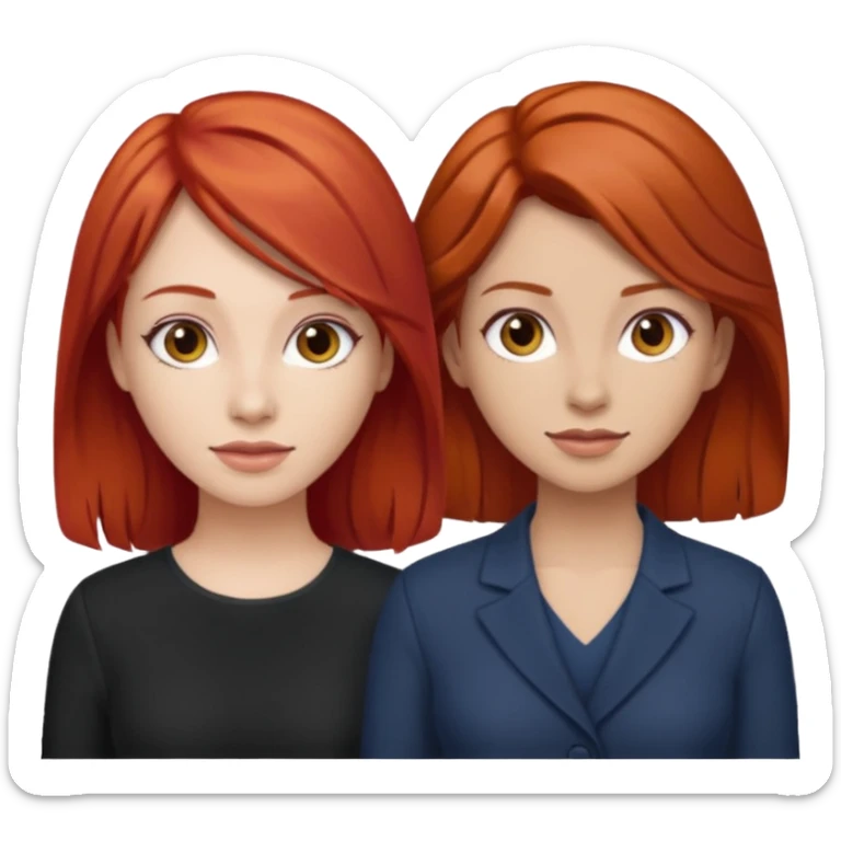 One woman with red hair and one woman with brown hair sticker