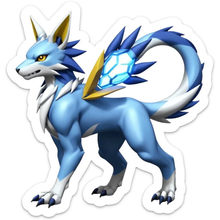 Alloy Futuristic Manufactured Medical WereGarurumon-Zeraora-Renamon-Absol-fusion-hybrid-creature (full body sticker