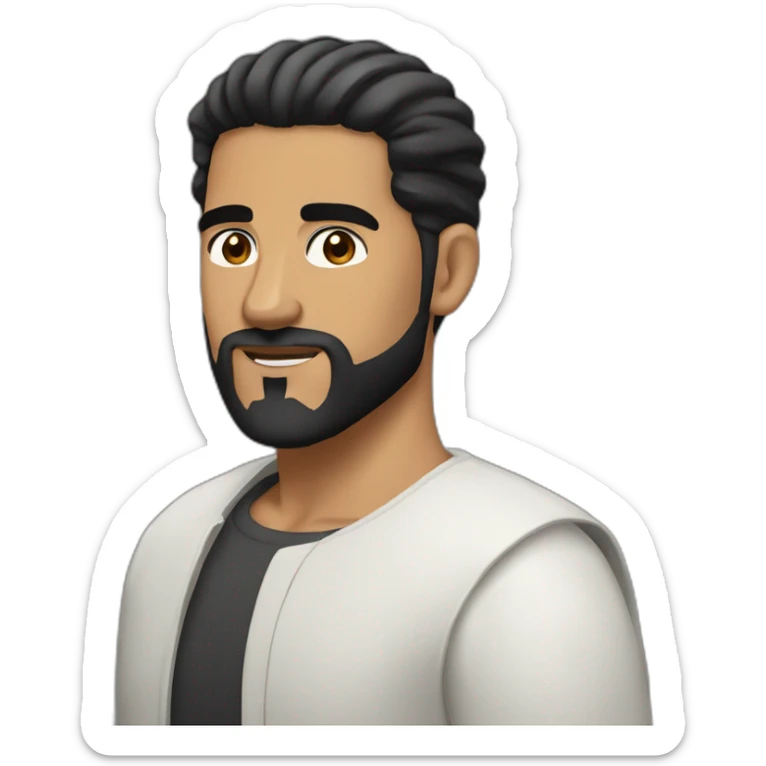 arab man with black hair, high fade on sides, beard, brown eyes sticker