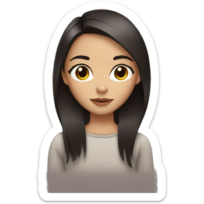 Girl with straight dark brown hair and amber eyes with long eyelashes  sticker