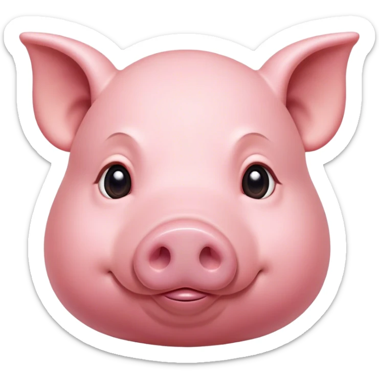 Cinematic Noble Pig Portrait Emoji, Poised and regal, with a stout, robust build and a smooth, well-groomed rosy-pink hide, deep-set soulful beady eyes, Simplified yet sharp and sophisticated features, highly detailed, glowing with a soft, dignified glow, high shine, intelligent and determined, stylized with an air of barnyard nobility, focused and attentive, soft glowing outline, capturing the essence of a watchful and confident pig, so majestic it feels as though it could trot out of the screen with effortless authority! sticker