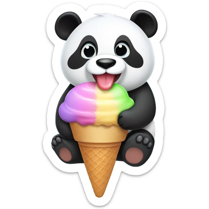 Panda eating ice cream sticker