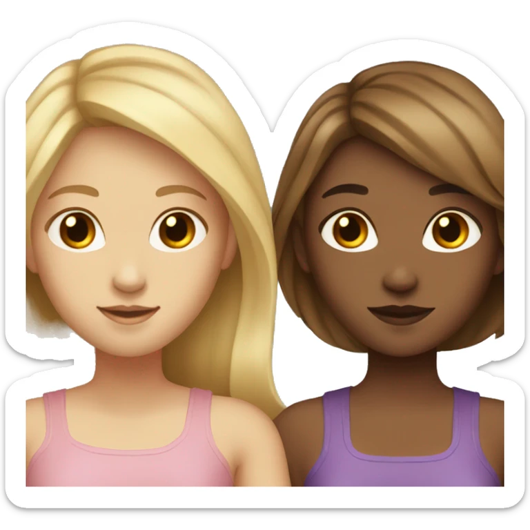Two Girls together one with Brown Hair and one with blonde hair sticker