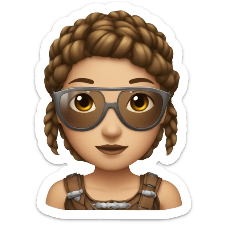Girl gladiator with French braids, brown hair and sunglasses sticker
