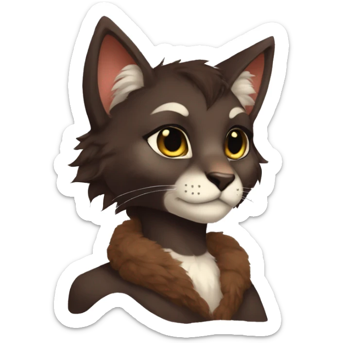 Anthro Shy Cute Cool Edgy Pretty Dark Brown Furry Feline Animal Anthro Sona sticker