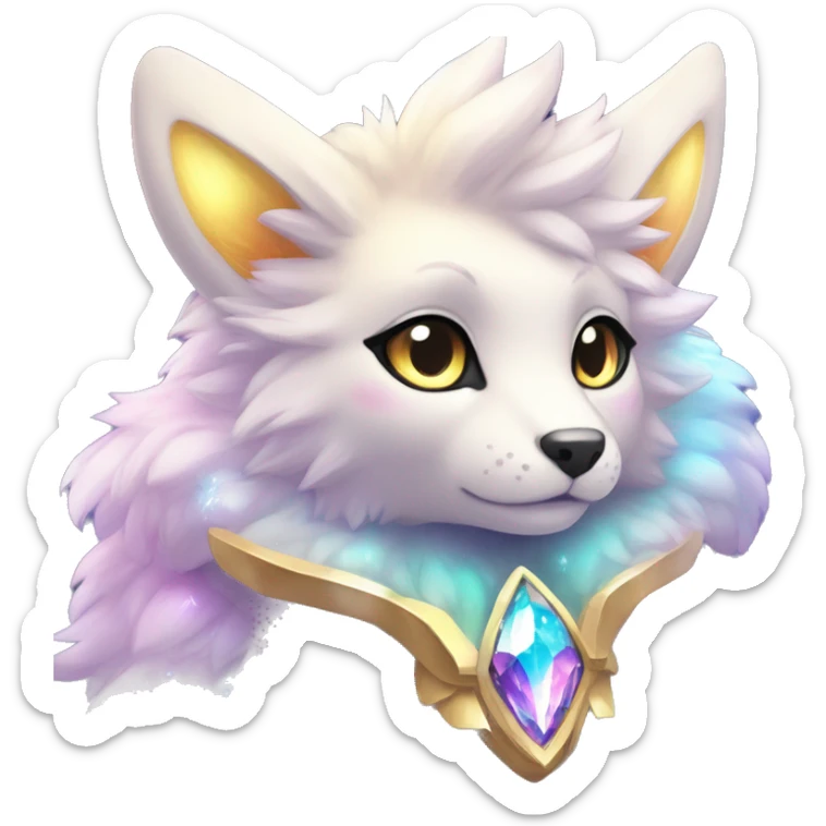 Shiny Sparkly Colorful Fluffy beautiful fantasy Kawaii Ethereal Anthro Sona Nebula-Crystal-Fakemon-animal sticker
