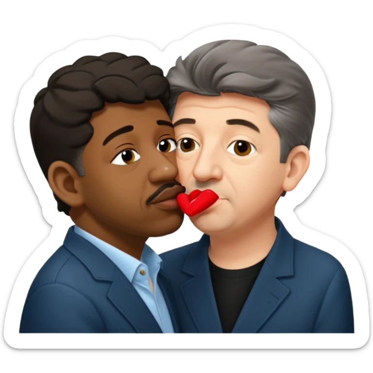 jean luc melenchon qui fait un bisous sur la bouche a une personne noir sticker
