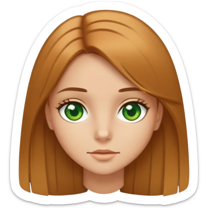 Green eyed girl with golden brown straight hair sticker