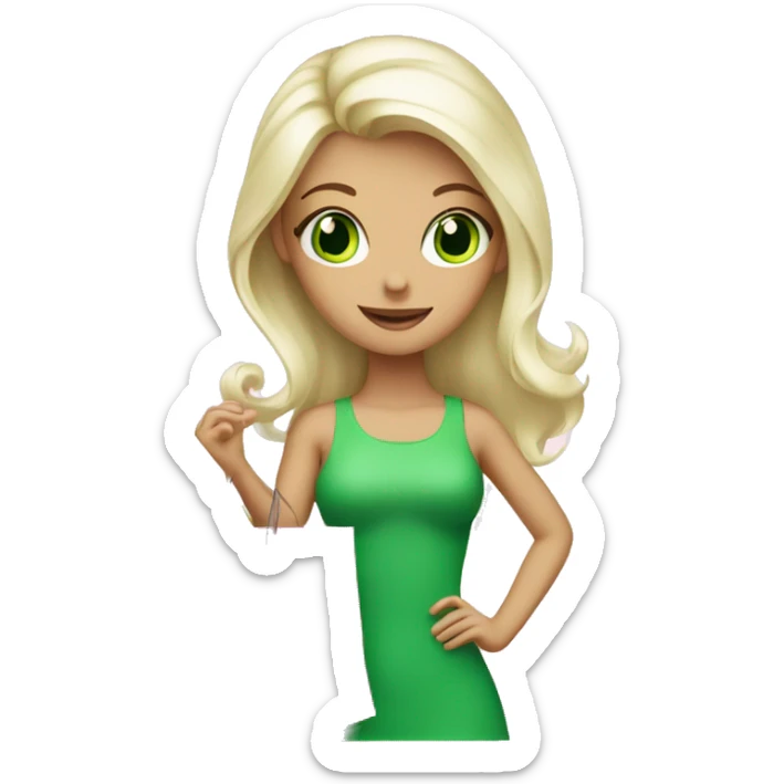 cute platinum blonde with green eyes surrounded by pink shopping bags sticker