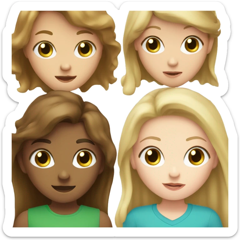 Blonde hair blue eye girl with pink shirt kissing a brown hair brown eye boy with green shirt sticker