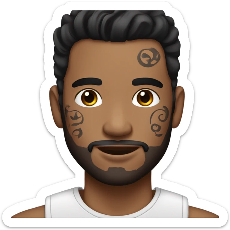 brown male with black mhair and neck tattoos and brow piercing  sticker