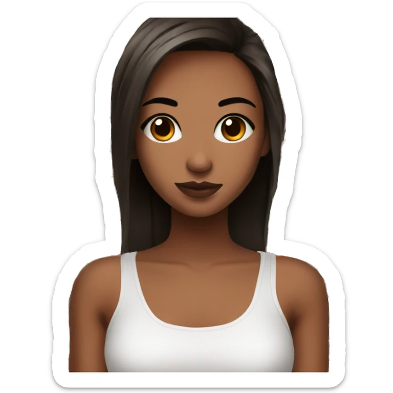 Pretty brown eyed girl with black and red and and a white croptop sticker