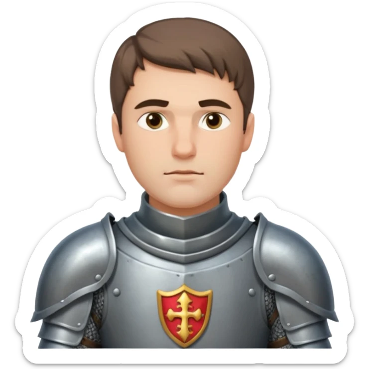 Hazme el emoji de un caballero medieval con actitud muy masculina en diversos estados de animos de los caballeros teutonicos pensativo tocandose la barbilla sticker