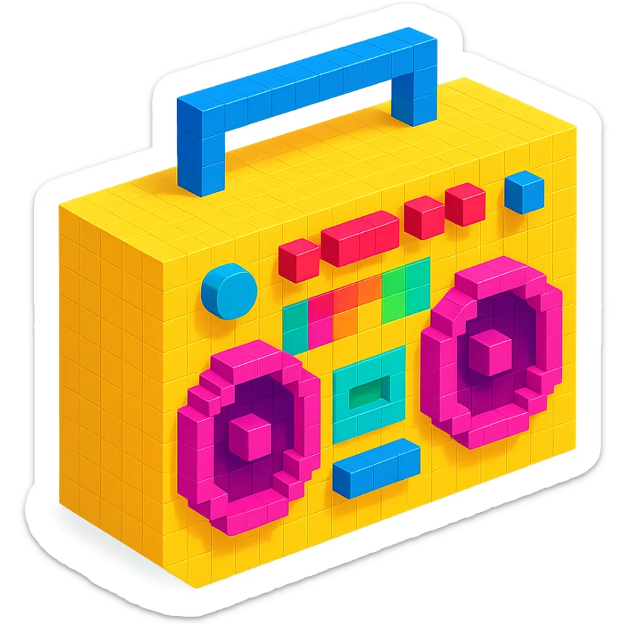retro hip-hop boombox sticker