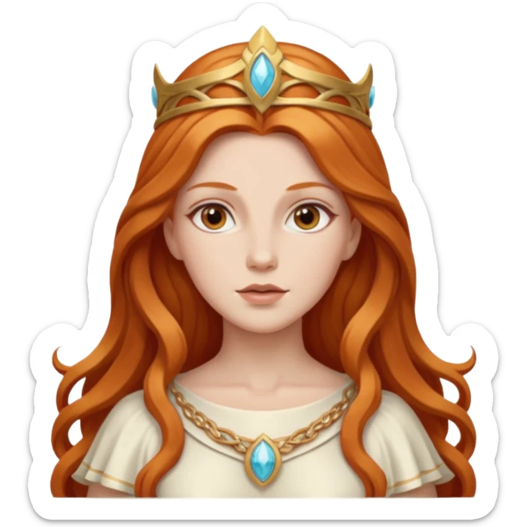 Minerva, Goddess of Wisdom from Gods and Goddesses with long reddish blonde hair, ivory outfit sticker