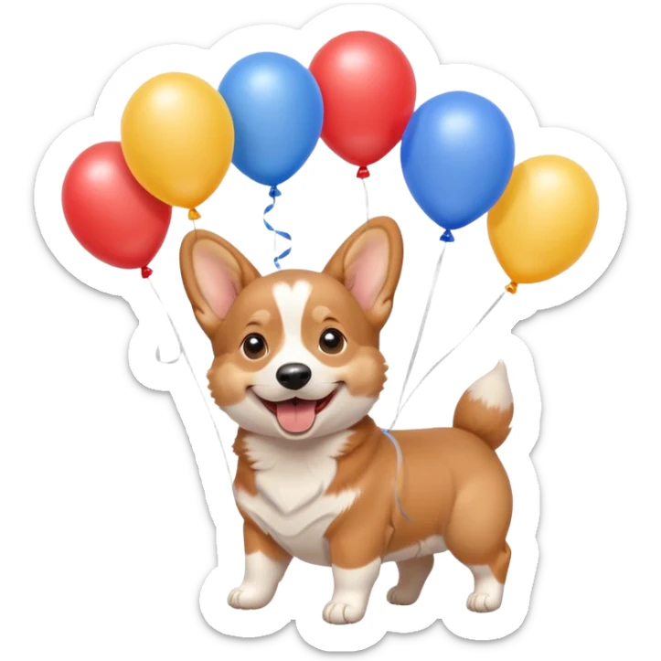 caricatura gorgi gales perrita celebrando feliz con globos y emocion  sticker