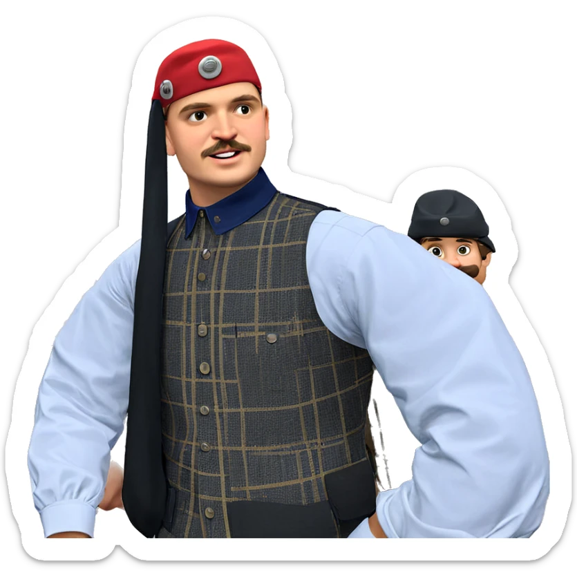 boys in berets with mustaches sticker
