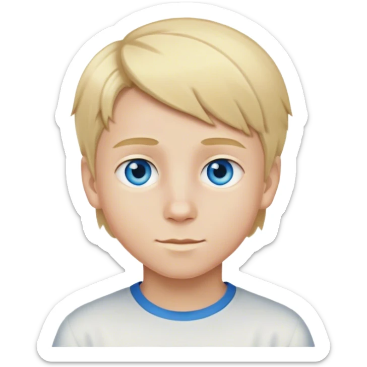 A 11 year old boy with blonde hair and blue eyes sticker