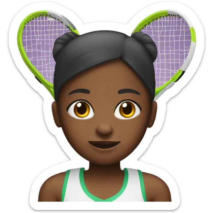  black girl emoji who has a tennis raquet and netball sticker