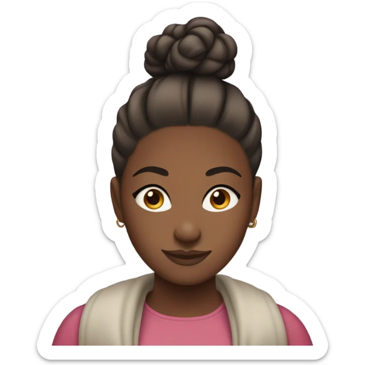 Curvy African teen girl, slick hair bun, wearing modest clothes sticker