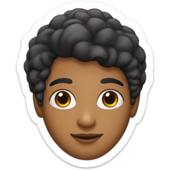persona latina de cabello negro corto, con barba cerrada sin lentes, nariz delgada, ojos cafes, pestaña grande sticker