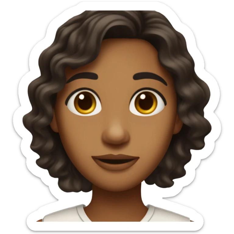 Warm olive toned skin with long dark brown wavy hair and dark brown eyes sticker