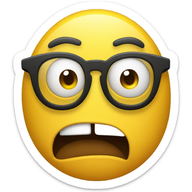 a yellow emoji with very very big glasses the emoji very angry and emoji looks to the right side sticker