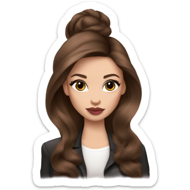 Miss dior, glamouros and classy, long brown hair, hazel eyes, full body, light skin pink lips sticker