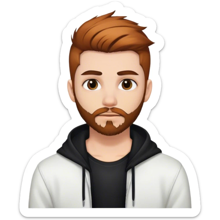 Attractive white male, brown facial hair, nose and lip piercing, emo sticker